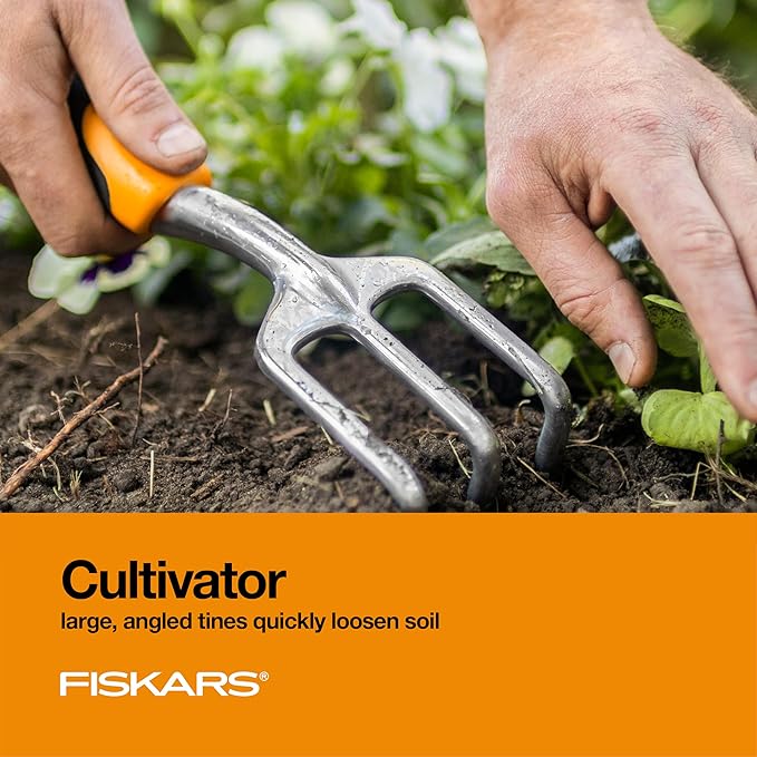 Fiskars 3-in-1 Garden Tool Set, Includes Trowel, Transplanter, and Cultivator for Outdoor Gardening, Ergonomic Yard Tool Kit-PurrikoPets