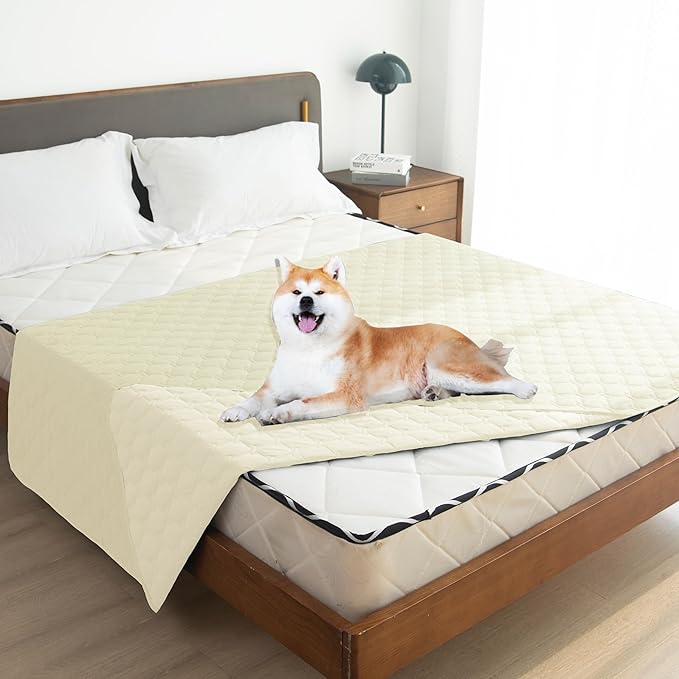 gogobunny 100% Double-Sided Waterproof Dog Bed Cover Pet Blanket Sofa Couch Furniture Protector for Puppy Large Dog Cat, Reversible (82x102 Inch (Pack of 1), Dark Cream/Light Cream)-PurrikoPets