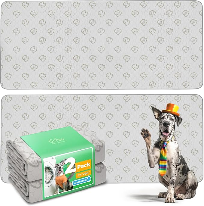 FXW Washable Pee Pads for Dogs, Puppy Pads with Super Absorbent, Specifically Designed for FXW Rollick/Homeplus 32/40/45inch 8 Panels Dog Playpen, 98" × 43" Rectangle, Khaki, 2 Packs-PurrikoPets