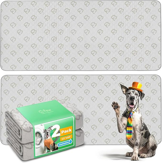 FXW Washable Pee Pads for Dogs, Puppy Pads with Super Absorbent, Specifically Designed for FXW Rollick/Homeplus 32/40/45inch 8 Panels Dog Playpen, 98" × 43" Rectangle, Khaki, 2 Packs-PurrikoPets