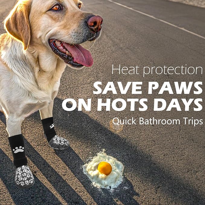 EXPAWLORER Anti Slip Dog Socks to Prevent Licking Paws, Shoes for Hot Pavement, Dog Booties for Small Medium Large Senior Dogs, Traction Control Boots & Paw Protectors for Hardwood Floors Black&Grey-PurrikoPets