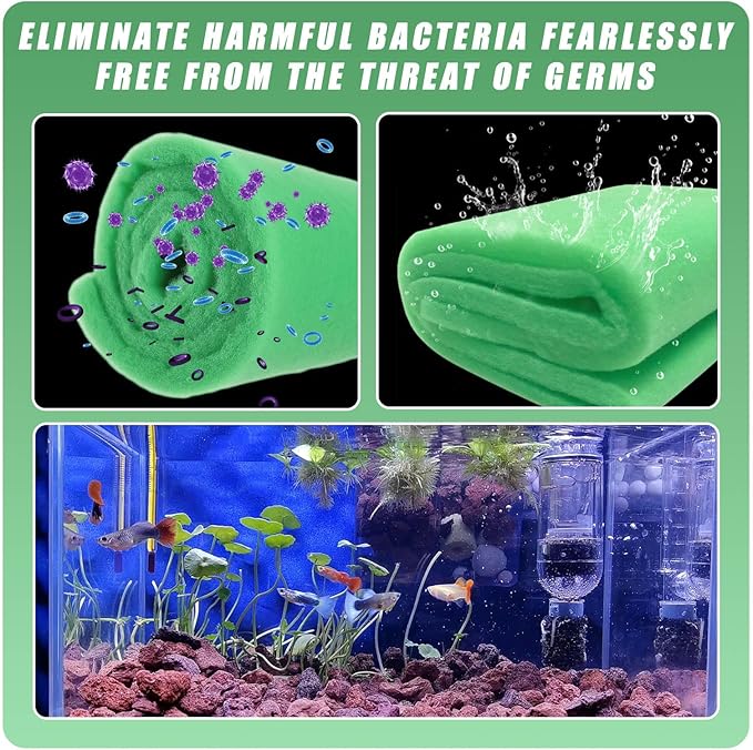 2PC Aquarium Filter Media Floss - 12"x78" (13ft per Roll) Total 12ft - 1" Thick Premium Polyester Filter Pad for Fish Tank - Mechanical Filtration, Crystal Clear Water, Fits Most Filters-PurrikoPets