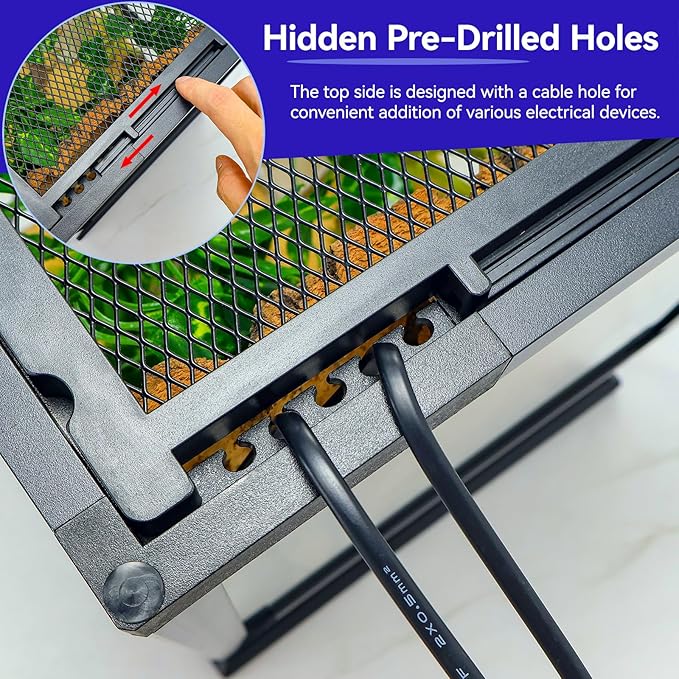 360° Clear View 35 Gallon 24x18x18 Glass Reptile Terrarium Suitable for Bearded Dragon, Chameleon, Crested Gecko, Multi-Pet Enclosure with Front Door, Excellent Ventilation, Hidden Wiring Holes-PurrikoPets