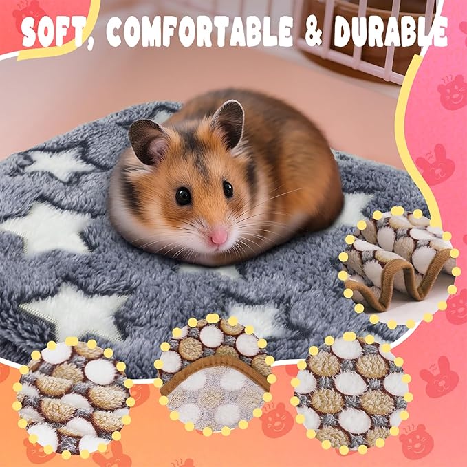 6 Pcs Guinea Pig Bedding Cage Liners Small Animal Flannel Blankets Sleep Mat Absorbent Reusable Pet Pee Bedding Pad Cover for Dog Cat Hamster Ferret Chinchilla Rabbit Hedgehog (30 x 42 Inch, Multi)-PurrikoPets
