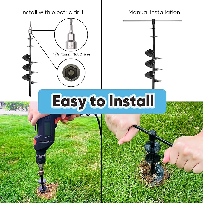 Dog Tie Out Stake for Large Dogs – Heavy Duty In-Ground Dog Anchor up to 210 lbs – Secure Tether Stake for Yard, Camping & Beach – Easy Install with Tool, Works with Tie Out Cable & Leash, Black-PurrikoPets