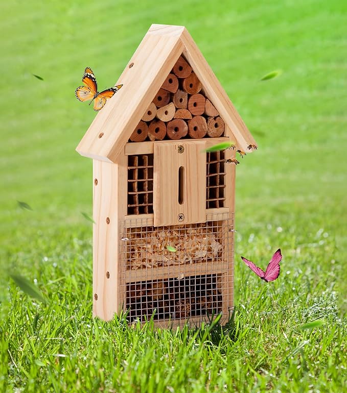 2 PK Large Cedar Wood Insect House Kit for DIY Project Backyard Insect House, Bee House, Nesting Habitat Shelters, Garden Shelter for Bees, Butterflies, Bugs-PurrikoPets