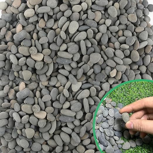 45LB River Rocks,Mexican Beach Pebbles for Plants,Potting,Garden Landscape Stone Paving Stone Grey 1Inch…-PurrikoPets