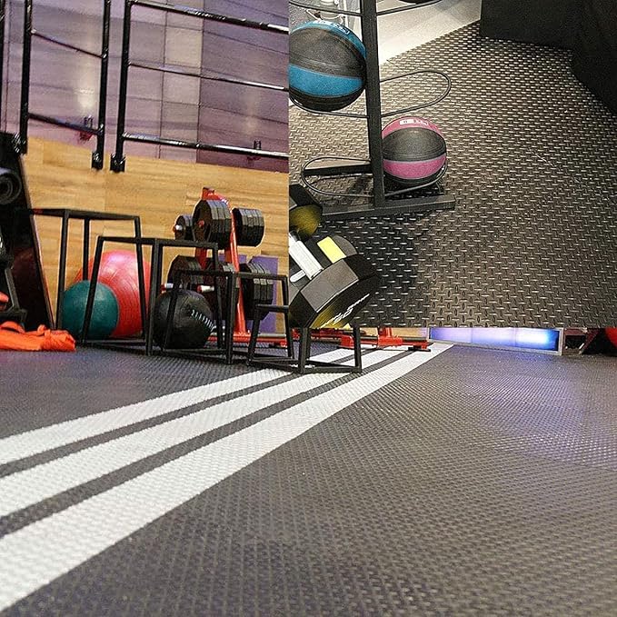 16.4 x 3.3Ft Garage Rubber Flooring Roll, 3 mm Thickness Floor Mat, Diamond Plate PVC Rubber Trailer Mats Non-Slip Flooring for Garage Gym Horse Stall Home Patio (Black)-PurrikoPets