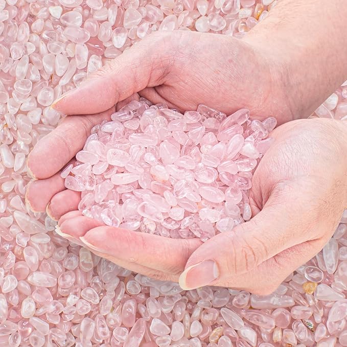 3 Lb Rosy Pink Stones Aquarium Gravel Rocks, Tumbled Chips Crushed Crystal Quartz Healing Stones for Garden|Vase Filler|Fish Turtle Tank Decorations-PurrikoPets