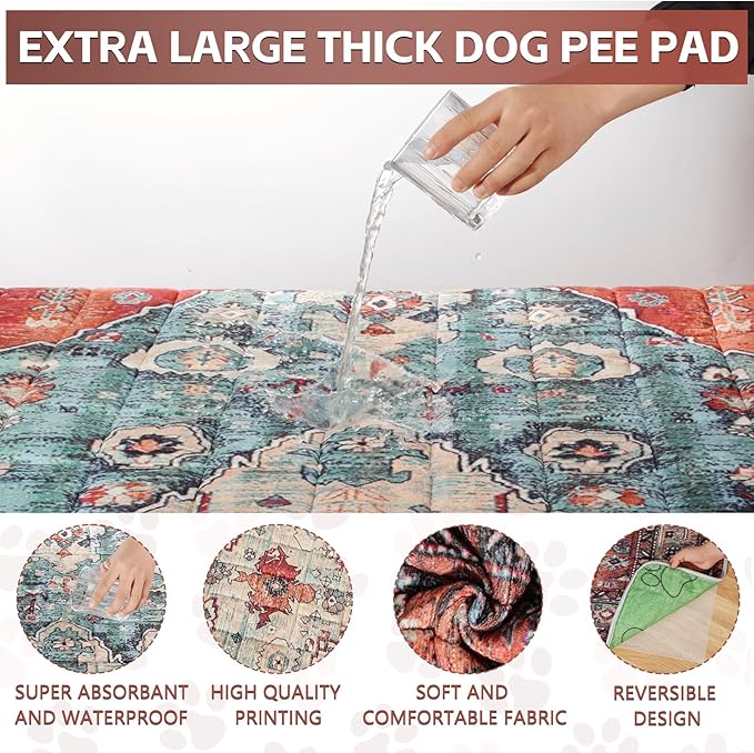Extra Large Washable Pee Pads for Dogs (72"x72"), Upgrade Reusable Puppy Pads with Non-Slip Rug Pad, Super Thickening Absorbent Leakproof Dog Traning Pads Whelping Pad for Dogs, Doggie-PurrikoPets