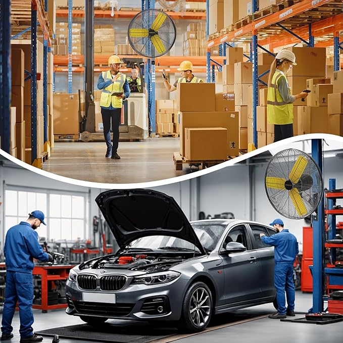 24 Inch Industrial Wall Fan Oscillating, 7800 CFM Commercial Metal Wall Mount Fans with Poweful Motor, 3 Speed, Heavy Duty Indoor for Warehouse, Workshops, and Garage, UL Listed-PurrikoPets