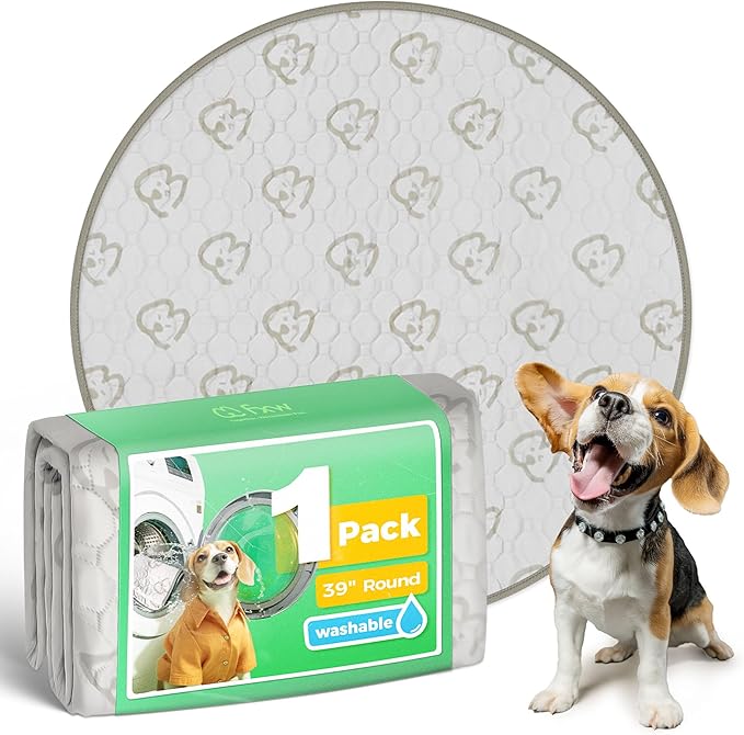 FXW Washable Pee Pads for Dogs, Puppy Pads with Super Absorbent, Specifically Designed for Whelping Box, 39" Round, Khaki, 1 Pack-PurrikoPets