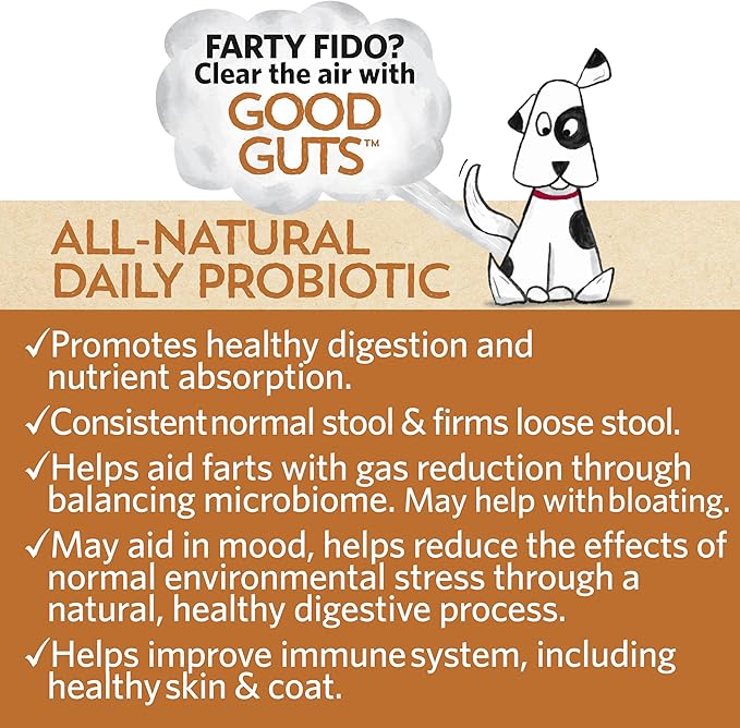 Fidobiotics Good Guts for Lil Mutts Probiotic for Dogs, Billions of CFUs, 11 Strains, 5 Digestive Enzymes, 2 Prebiotics, Digestive Gut Health for Dogs, Adult & Puppy Probiotics Supplements (30 Days)-PurrikoPets