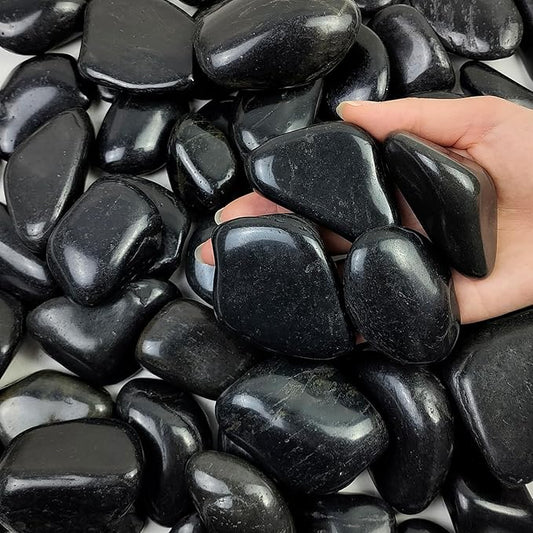 40 lbs Black River Rocks for Landscaping, 2-3 inch Pebbles for Indoor Plants, Large Decorative Stones for Planters Aquarium Fish Tank and Garden Rocks-PurrikoPets