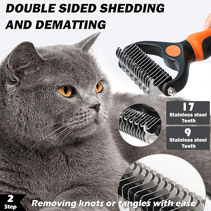 5 Pack Pet Steam Brush Kit – Pet Water Brush for Cats Shedding – Includes Steam Brushes, Undercoat Rake, Massage & Flea Comb for Cats and Dogs - Matted Fur Dematting Tool-PurrikoPets