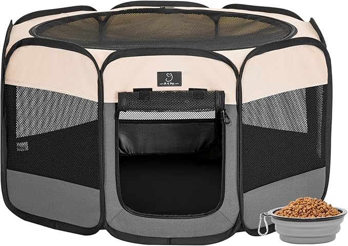 A4Pet Portable Kitten Playpen for Cats, 27" Foldable Pet Playpen for Puppy/Cat/Rabbit/Chick, with Removable Zipper Top & Mesh Panel(11”W × 7.5”H)-PurrikoPets