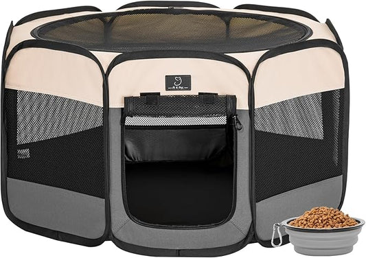 A4Pet Portable Kitten Playpen for Cats, 27" Foldable Pet Playpen for Puppy/Cat/Rabbit/Chick, with Removable Zipper Top & Mesh Panel(11”W × 7.5”H)-PurrikoPets