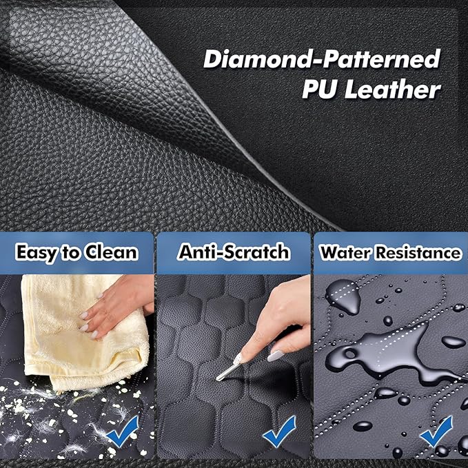 3-in-1 Convertible PU Leather Dog Car Seat Extender & Booster Seat – 400lb Capacity, Waterproof, Hard Bottom, Scratch-Proof Hammock for Cars & SUVs-L-PurrikoPets