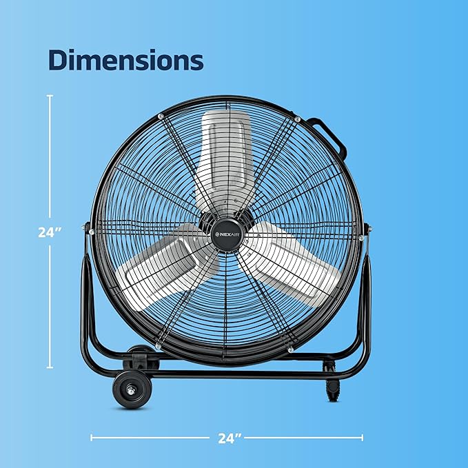24 Inch High-Velocity Industrial Metal Drum Fan 8,800 CFM, 3-Speed Heavy Duty Floor Fan, 360-Degree Tilt for Commercial, Warehouse, Workshops, Garage, Factory, and Basement with Extreme Power-PurrikoPets