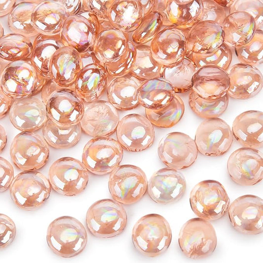 FUTUREPLUSX 1LB Pink Flat Glass Marbles, Vase Fillers Gems Fish Bowl Marbles Decorative Glass Pebbles for Vases Aquarium Floral Smooth Stone-PurrikoPets