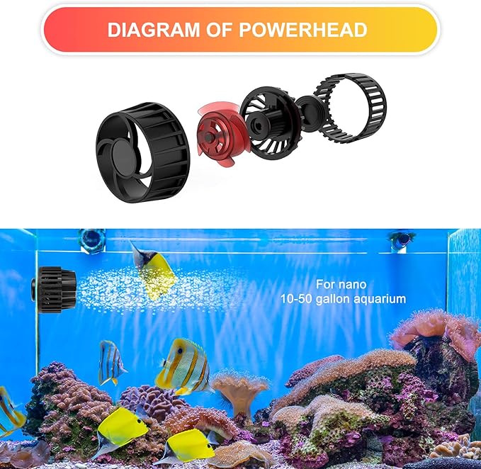 1050GPH Aquarium Wave Maker with Controller Mini DC12V 6W Powerhead with Magnetic Mounting, Nano Wavemaker for 10 to 50 Gallon thickness up to 8mm(1/4") Tank,-PurrikoPets