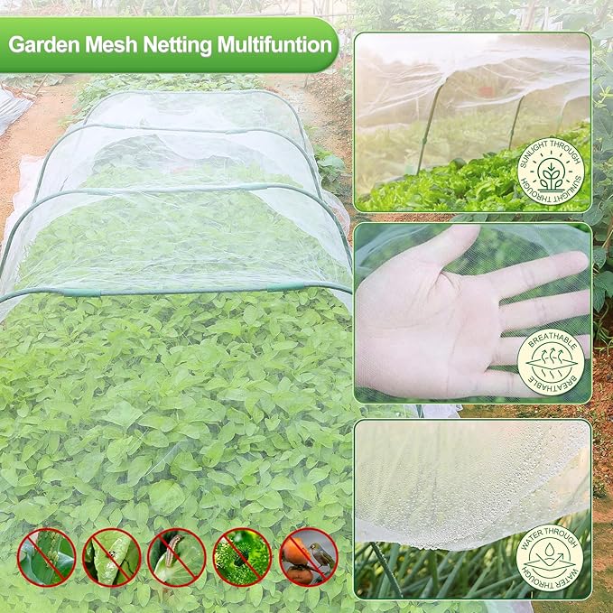 Garden Netting Mesh, 10X30 FT Garden Netting with 16 Cilps & Ultra Fine Mesh Net Bird Barrier Protection for Garden Vegetables Flowers Shrubs Fruit Trees Indoors & Outdoors Plant Beds Greenhouse-PurrikoPets