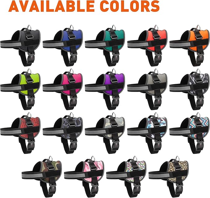 Dogline Dog Harness, Reflective No-Pull Adjustable Vest with Handle for Walking, Training, Breathable, No - Choke Harness for Small, Medium or Large Dogs Room for Patches Girth 33"-46" in Purple-PurrikoPets