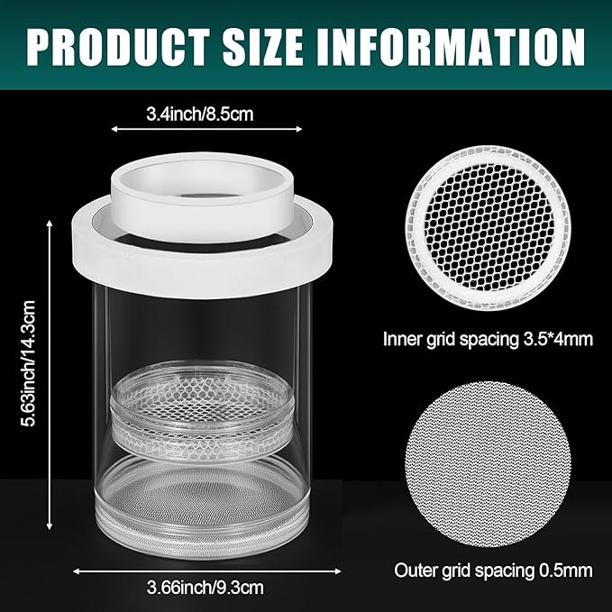 2 Pcs Breeder Box for Fish Tank Aquarium Breeder Separation Net Breeding Box with Suction Cup for Small Fish Shrimp Clownfish Guppy (White,L)-PurrikoPets