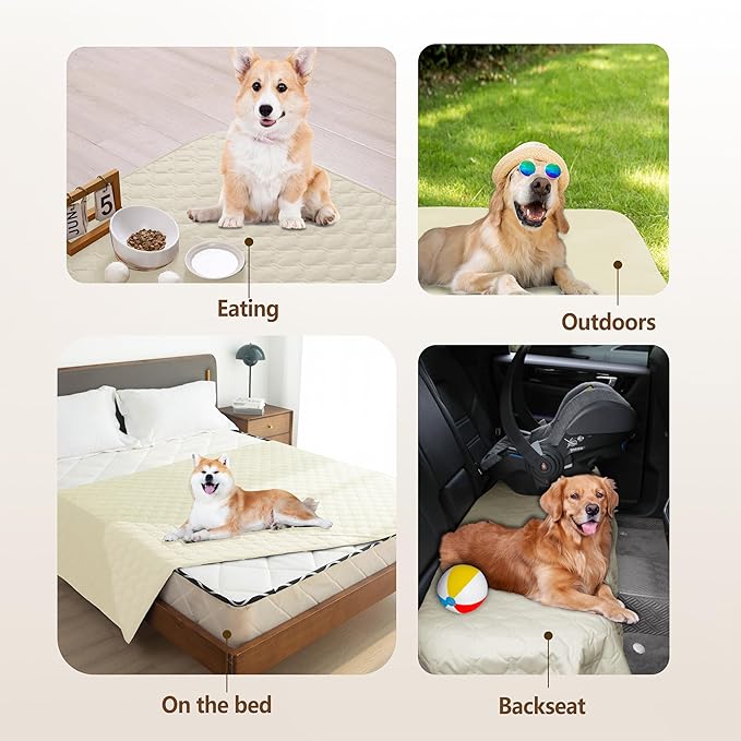 gogobunny 100% Double-Sided Waterproof Dog Bed Cover Pet Blanket Sofa Couch Furniture Protector for Puppy Large Dog Cat, Reversible (30x80 Inch (Pack of 1), Dark Cream/Light Cream)-PurrikoPets