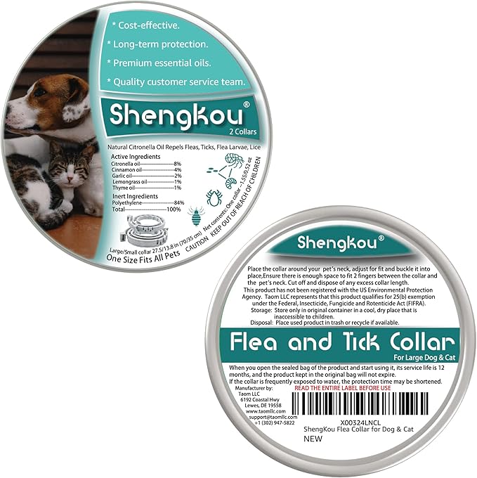 Flea and Tick Collar for Dogs and Cats - Safe and Natural Prevention and Control of Pests on Puppies and Kittens - Waterproof - Free Comb - 2-Pack (13.8 in & 27.5 in)-PurrikoPets