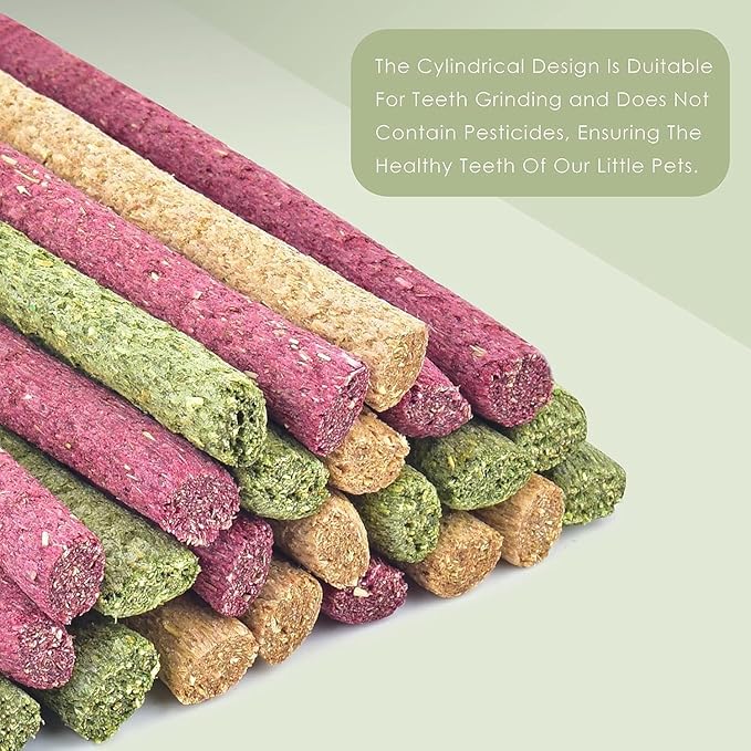 ERKOON Timothy Hay Sticks,Rabbit Chew Toys for Teeth Natural Molar Sticks Rabbits Treats for Bunnies, Chinchilla Guinea Pigs, Gerbil, Hamster (50 Pcs)-PurrikoPets