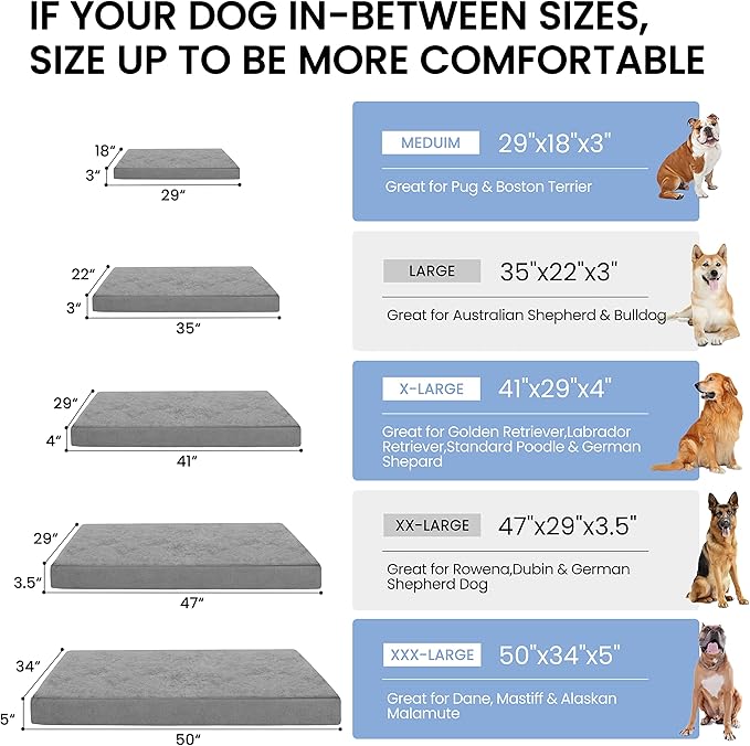 GOHOO Jumbo Dog Bed for Large Dogs, Orthopedic Memory Foam with Cooling Gel & Waterproof Lining-PurrikoPets