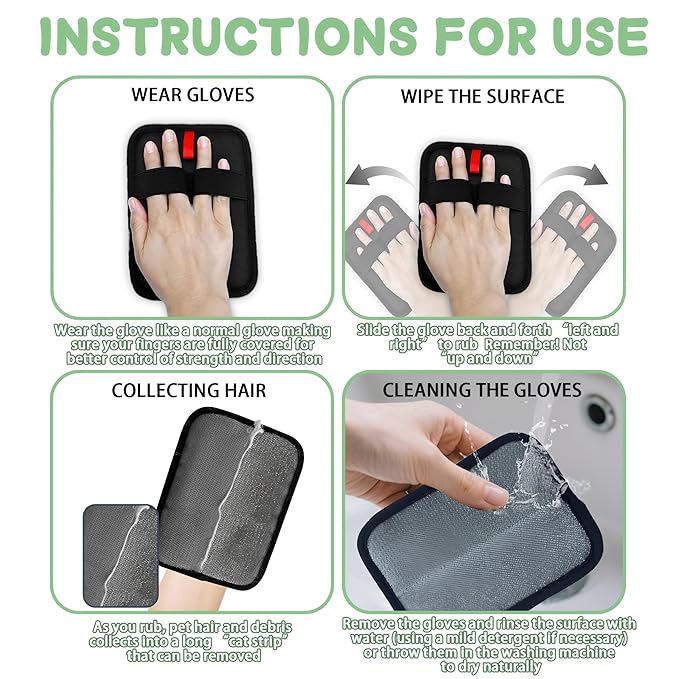 1 PCS Pet Hair Removal Glove w/ 2PCS Pet Combs,Electrostatic Gloves for Cats&Dogs Flea Comb,Dog Comb,Cat Comb,Brush for Shedding,Reusable Animal Fur Removal Tool for Couch,Furniture,Carpet,Curtain-PurrikoPets