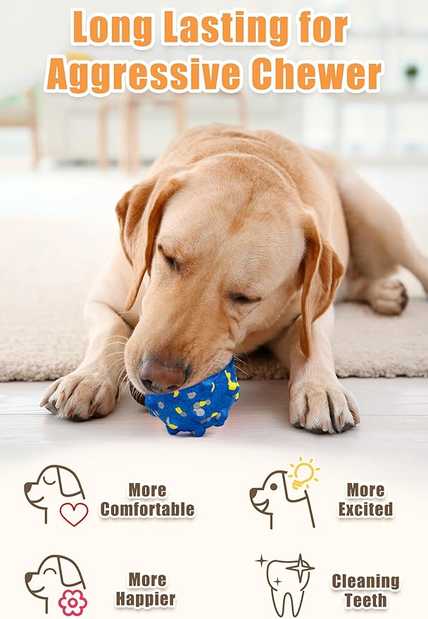 Dog Tennis Balls for Aggressive Chewers, Indestructible Durable Bouncy Interactive Toy for Dogs Fetch Game Lightweight Floating Outdoor Training(4Pcs Small)-PurrikoPets