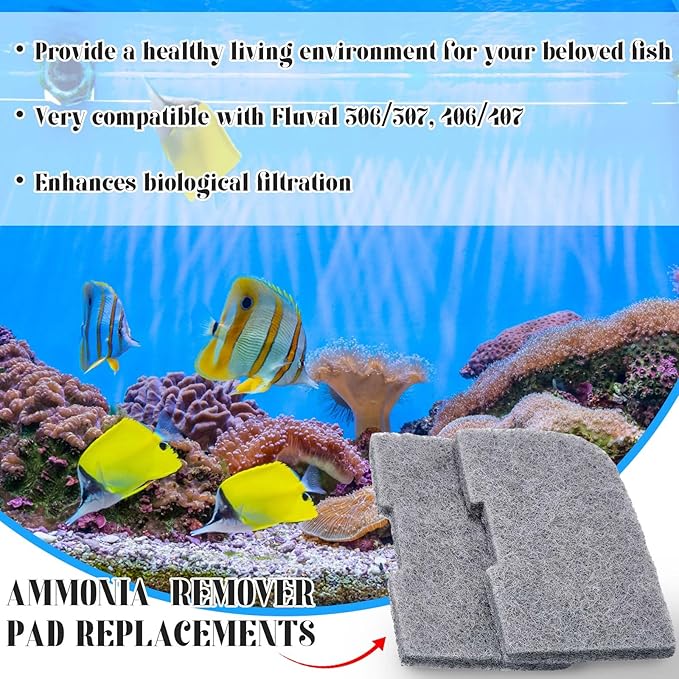 30 Pcs Ammonia Remover Pad Compatible with 306/307/406/407 Aquarium Canister Filter Media Ammonia Reducer for Fish Tank Replacement Parts Accessories-PurrikoPets