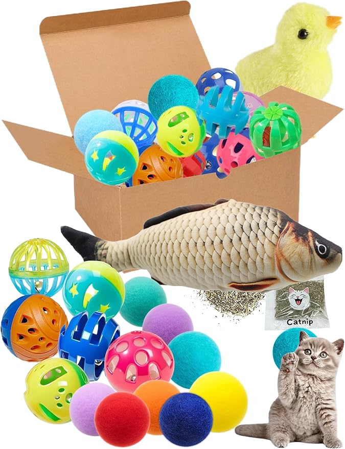 19-Piece Cat Toy Variety Pack for Kittens and Indoor Cats (1.5'' - 8.3'', Cat Toys Pro Collection)-PurrikoPets
