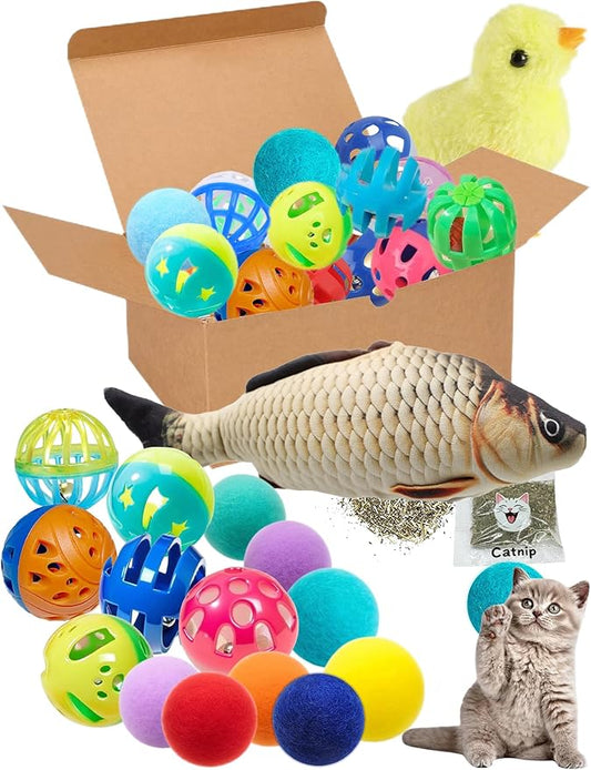 19-Piece Cat Toy Variety Pack for Kittens and Indoor Cats (1.5'' - 8.3'', Cat Toys Pro Collection)-PurrikoPets