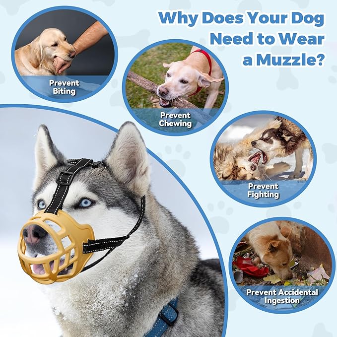 Dog Muzzle for Large Dogs, Breathable Basket Muzzles for Small, Medium and X-Large Aggressive Dog, Allows Panting Drinking, Suitable for Grooming Trimming Training (3, Luminous Orange)-PurrikoPets