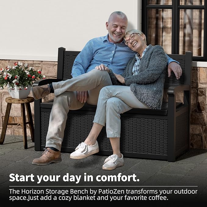 80 Gallon Storage Bench Waterproof and Lockable,Deck Box Outdoor Storage Furniture for Patio,Garden,and Porch – Perfect for Storing Garden Tools and Cushions(Black)-PurrikoPets