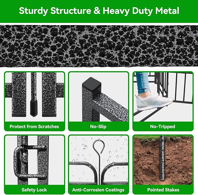 Dog Playpen Outdoor 32 Panels Heavy Duty Dog Fence 47" Height with Thick Pipe Anti-Rust with Doors Portable for RV Camping Yard, Total 71FT, 406 Sq.ft, Snowy Black-PurrikoPets