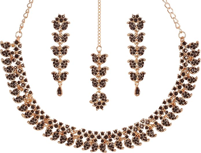 Touchstone Indian wedding jewelry set gold traditional necklaces for women statement rhinestone sets hollywood glamour style crystal stone bridal costume golden necklace