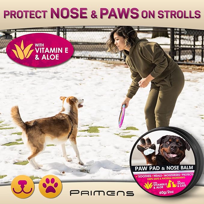 Dog Paw Balm for Dry Cracked Paws – Lick-Safe Moisturizer and Organic Paw Wax with Aloe & Vitamin E – Hot Pavement and Winter Snow Protection – Nose Safe – for All Breeds-PurrikoPets