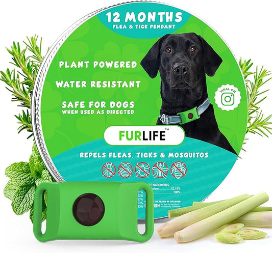 FurLife Green Dog Tag, Flea and Tick Prevention for Dogs - Waterproof Pendant for Collar, Safe for All Breeds-PurrikoPets