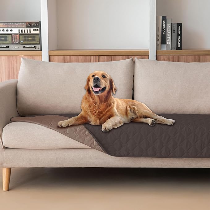 gogobunny 100% Double Sided Waterproof Dog Blanket Soft Pet Bed Cover Reversible Protect Furniture Couch Sofa Car for Puppy Large Dog Cat (Dark Coffee/Light Coffee, 30x70 Inch (Pack of 1))-PurrikoPets