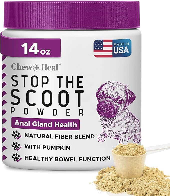 Glands Bowel Support - 14 oz of Stop The Scoot Powder for Scooting, Healthy Anal Glands, and Digestive Health - Made with Pumpkin Powder for Dogs-PurrikoPets