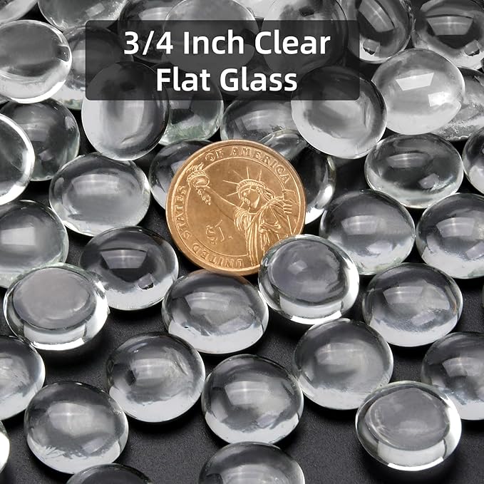 2LB Clear Flat Glass Marbles for Vases, Gemstone Beads Vase Filler Decorative Glass Pebbles for Fish Tank, DIY Crafts, Aquarium Decor Rocks-PurrikoPets