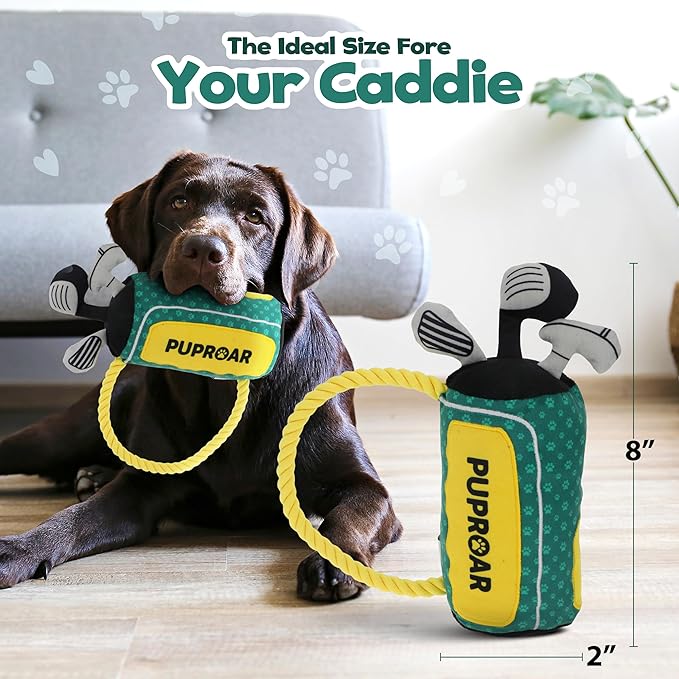 Golf Dog Toy – Birthday Dog Toy, Funny Plush Squeaky Puppy Gift with Rope & Crinkle, Golf Bag Gift-PurrikoPets