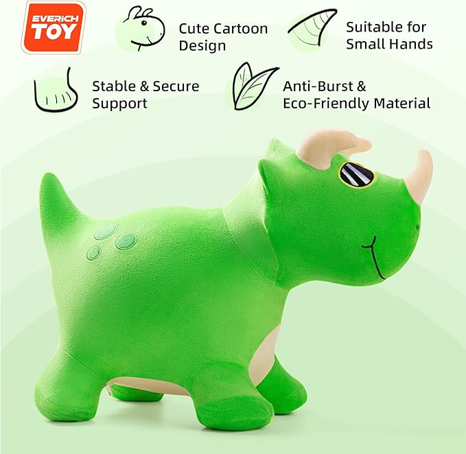 EVERICH TOY Bouncy Horse Dinosaur Toys, Inflatable Bouncing Animal Hopping Toys, Outdoor Indoor Ride on Bouncer, Boys Girls Birthday Gift for 18 Month 2 3 4 5 6 Year Old Kid- Plush Dinosaur Toy-PurrikoPets