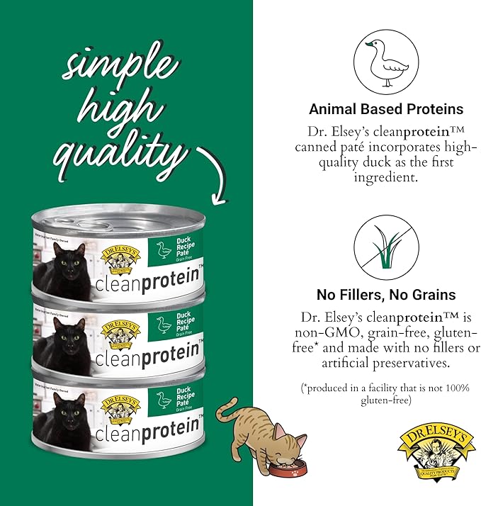 Dr. Elsey's cleanprotein Duck Recipe Wet Cat Food Case of 24, 2.75 oz Canned Food-PurrikoPets