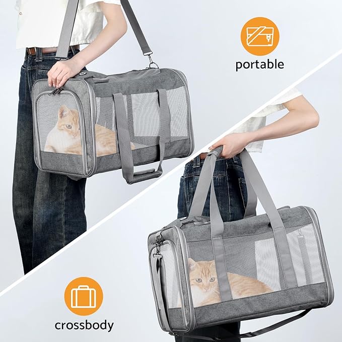 Airline-Approved Pet Carrier Cat Carrier Dog Carrier - Stylish Lightweight, Handheld & Crossbody, Honeycomb Support, Anti-Escape Design for Travel, Walks & Daily Outings-PurrikoPets
